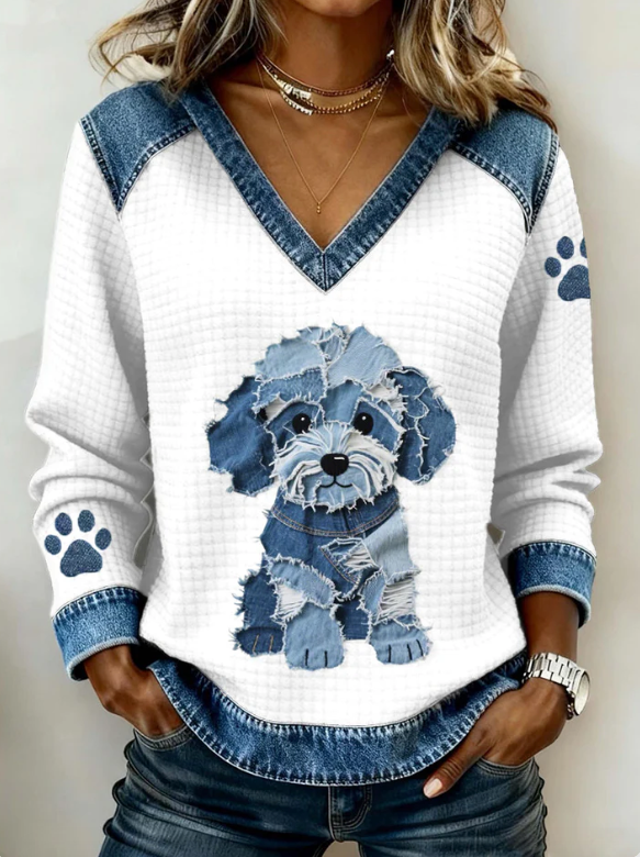 Dog Patchwork Sweater - Maltese