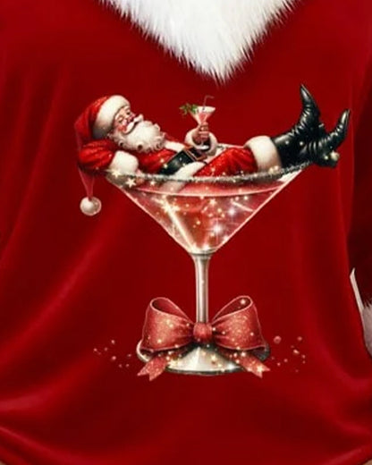 Top Plush Christmas Print Long Sleeve