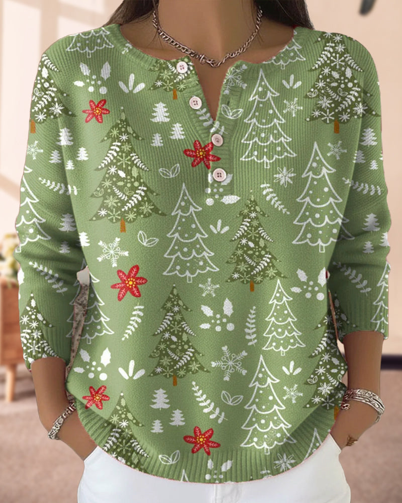 Sweater with Christmas Tree Pattern