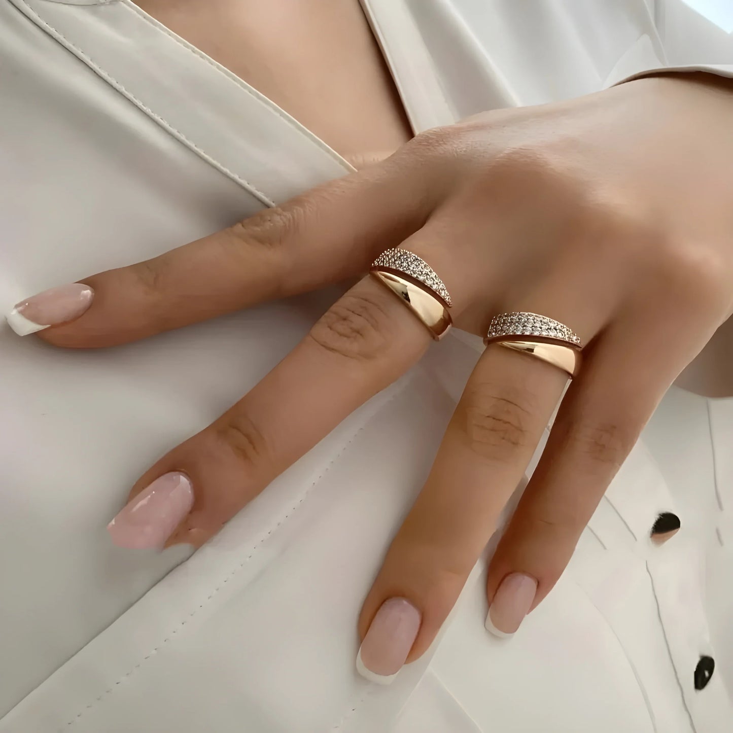 Elegant Gold Ring with Sparkling Stones (Buy 1 Get 1 Free)