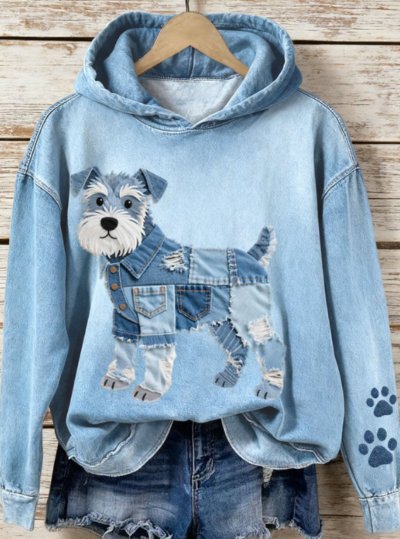 Dog Denim Sweater - Schnauzer