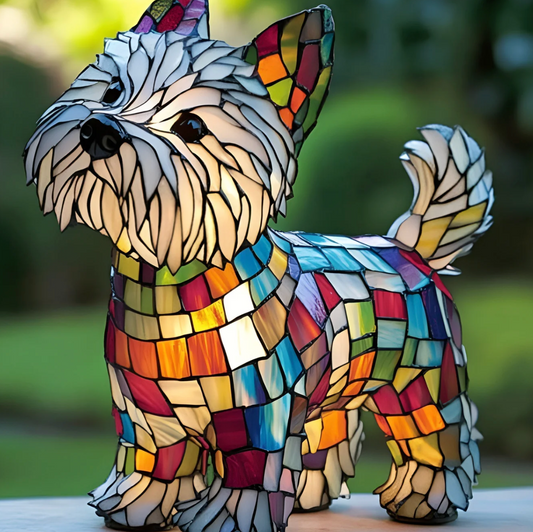 Mosaic Lamp | White Dog