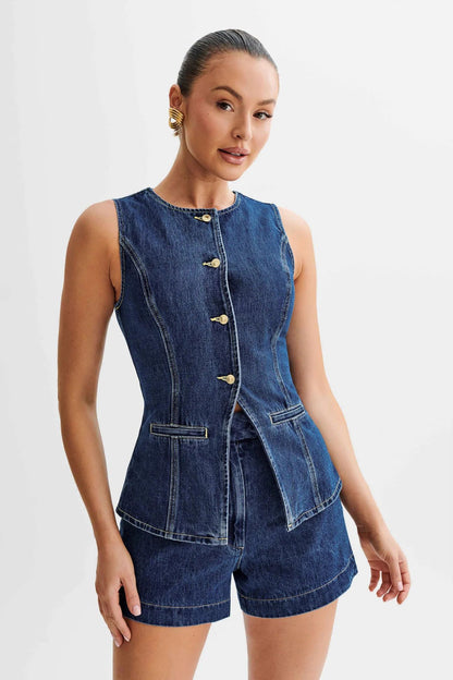 Evelina - Sleeveless Denim Set
