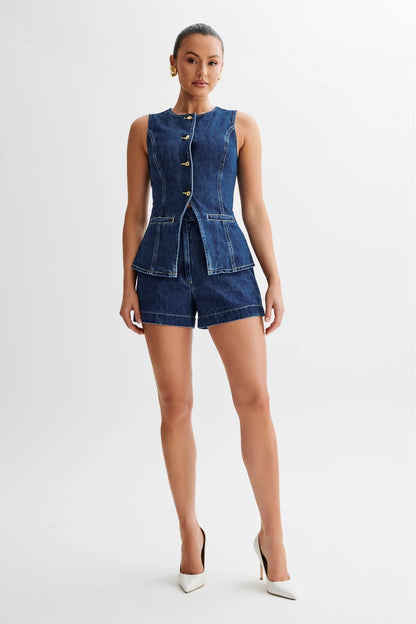 Evelina - Sleeveless Denim Set