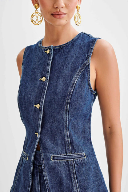 Evelina - Sleeveless Denim Set