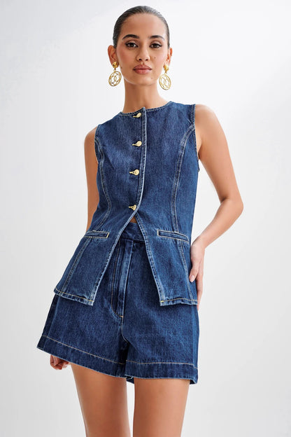 Evelina - Sleeveless Denim Set