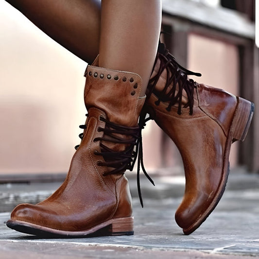 Annia - Leather Boots with Laces