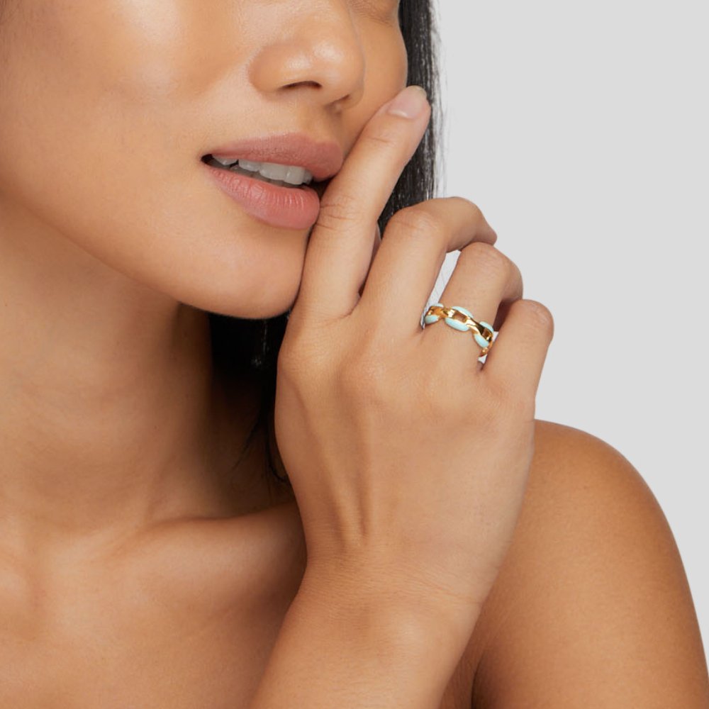 Blauwe Reya kettingring