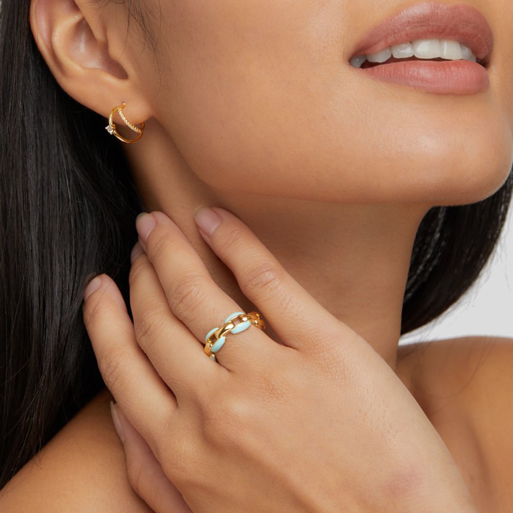 Blauwe Reya kettingring