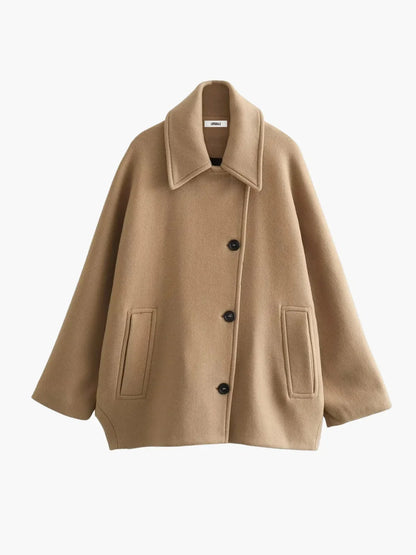 Oversized Turn-Down Collar Wool Jacket